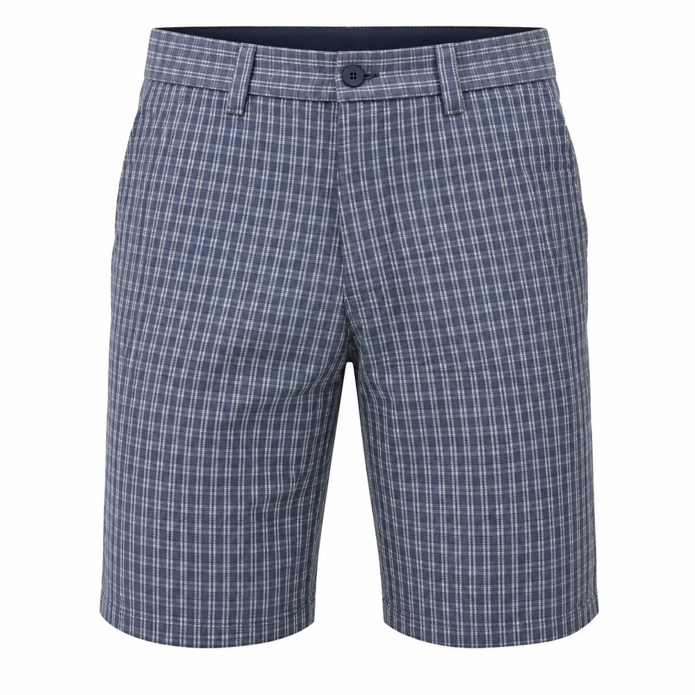 TravisMathew Mens Plaid Golf Shorts Blue White Size 32 Stretch Performance